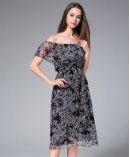  Digital Printed  silk chiffon midi dress